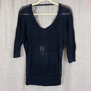NWT‎ Guess Black Open Knit Dolman Sleeve Top Size XS